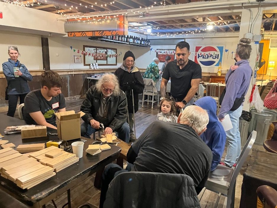 group building birdhouses