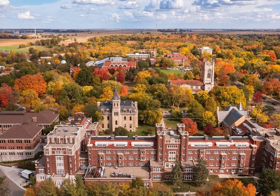 Campus aerial on a lovely fall day