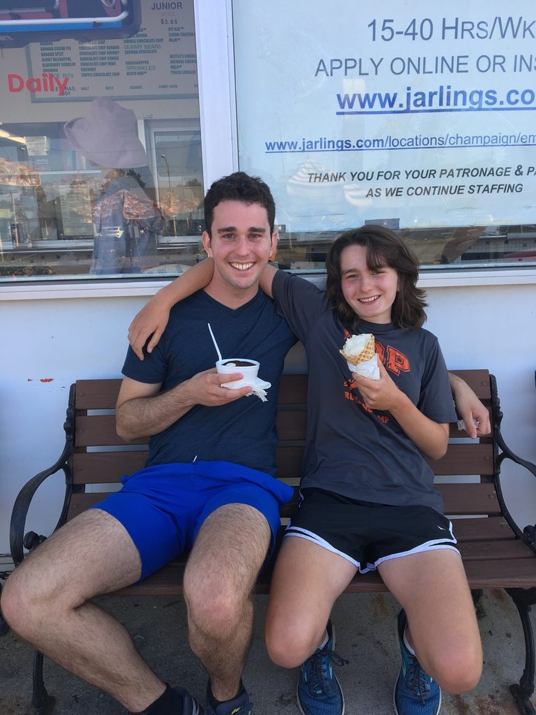 Two people eating ice cream