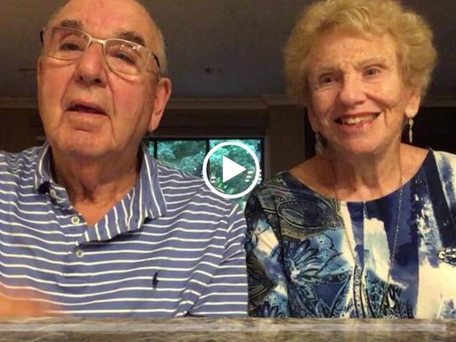 Grandparents recording a video message