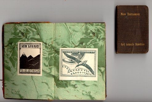 Two books bearing bookplates of the Byrd Expedition.