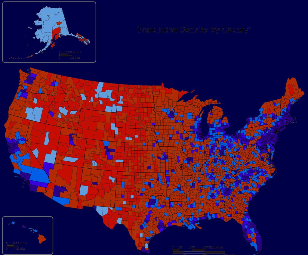 Population Density by County, US