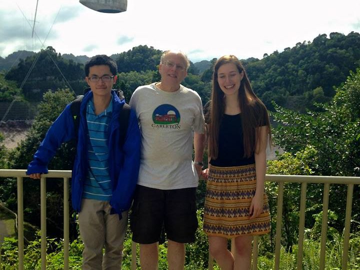 Professor Joel Weisberg with Yuping Huang ’17 and Carolyn Raithel ’15