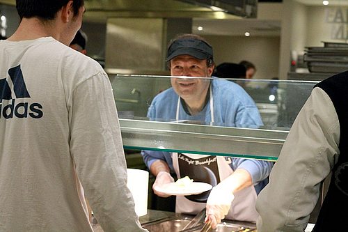 President Poskanzer serving Late Night Breakfast