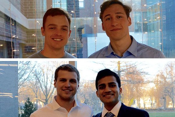 Left: Beau Smith and Rohan Mukherjee. Right: Mitchell Biewen and Jeremy Keane.