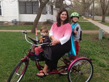 Professor of Sociology/Anthropology Constanza Ocampo-Raeder with her two kids