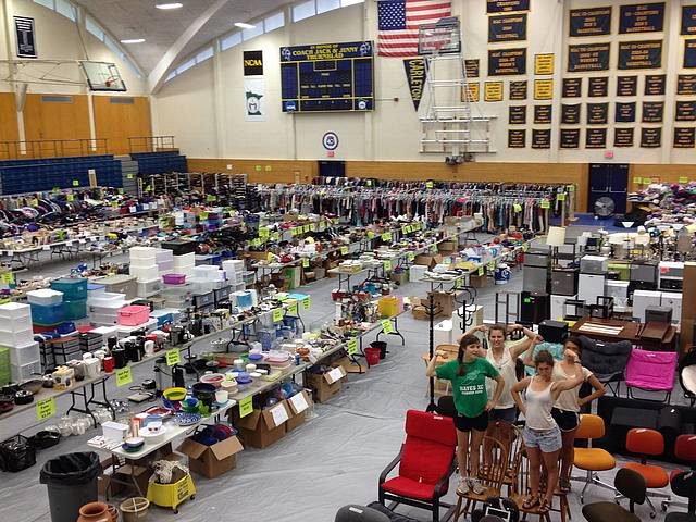 The West Gym is ready for the annual Lighten Up sale