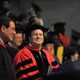 President Steven Poskanzer stands awaiting the Salutatory during Opening Convocation.