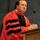 President Steven Poskanzer finishes his welcome address at Opening Convocation.