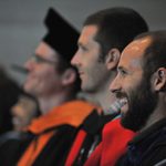 Members of the Carleton faculty listen to the Opening Convocation Address, given by Jimmy Kolker '70.