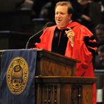 President Steven Poskanzer readies the audience for "Carleton, Our Alma Mater."