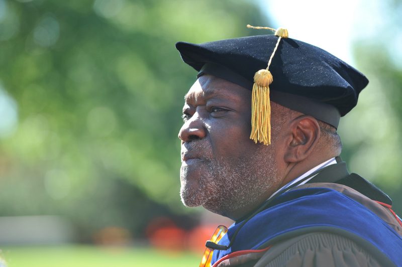 History professor Harry Williams exits the Chapel at the conclusion of Opening Convocation.