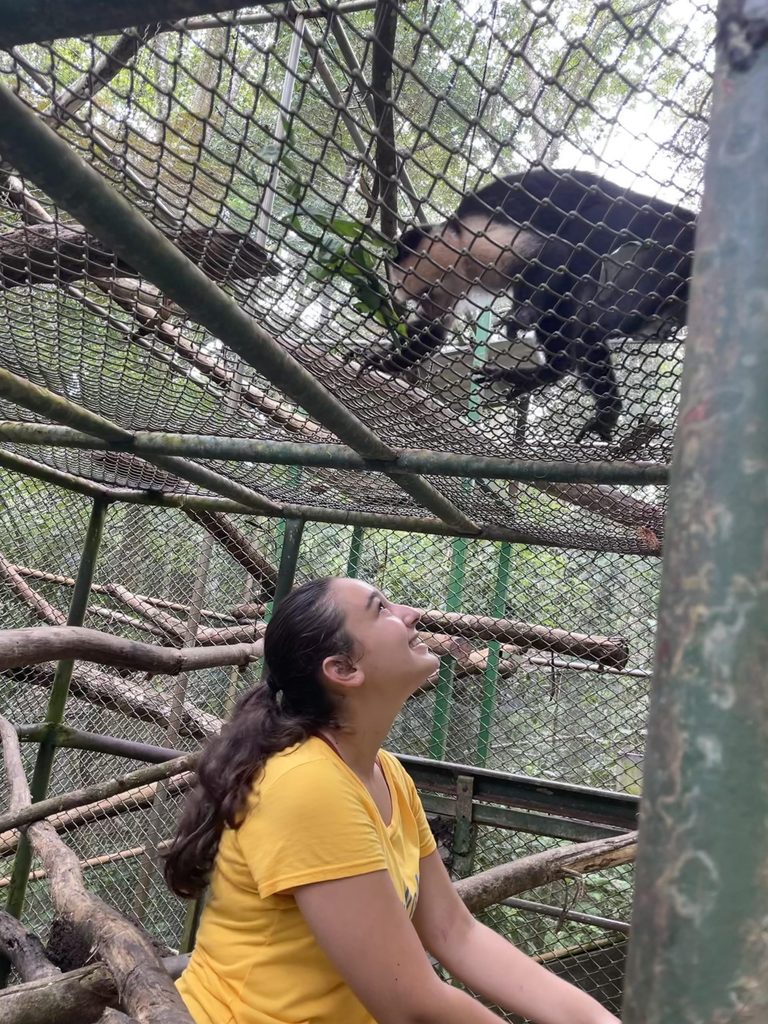 Maia with the monkeys.