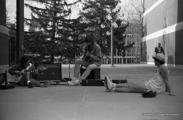 Band playing on Music and Drama Center Plaza 1988