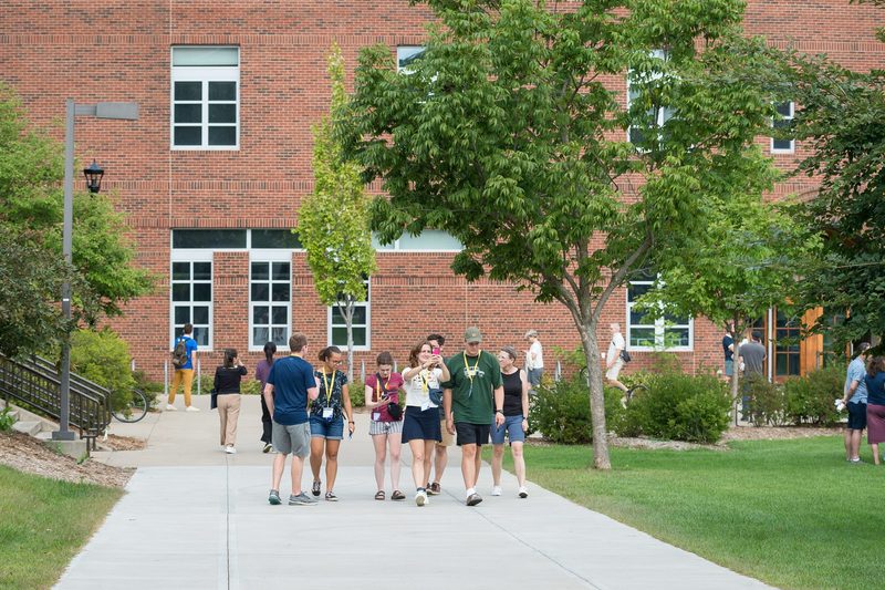 Students and families explore campus
