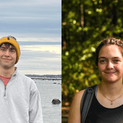 Collage of two headshots, one of Oliver Licht ’25 and one of Katrin Birk ’25.