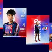 Collage of four photos of Carleton students in Team USA Ultimate Frisbee uniforms.