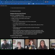Black screen with white text and zoom boxes of people at the bottom
