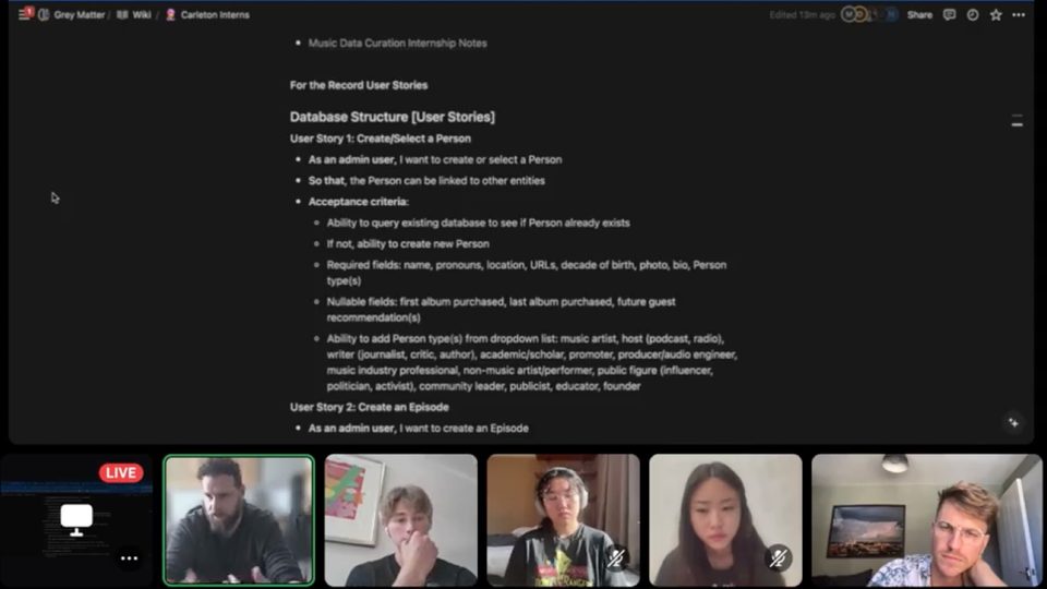 Black screen with white text and zoom boxes of people at the bottom