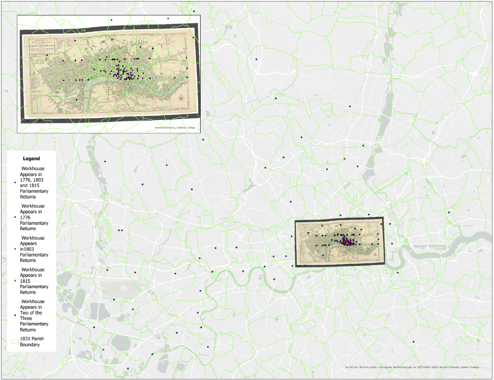 A map of workhouses in London