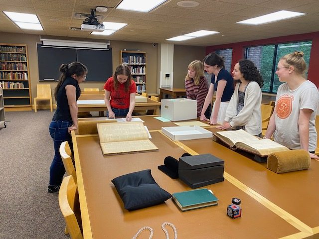 Students in Carleton's special collections