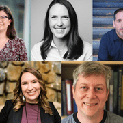 Collage of five professor's headshots.