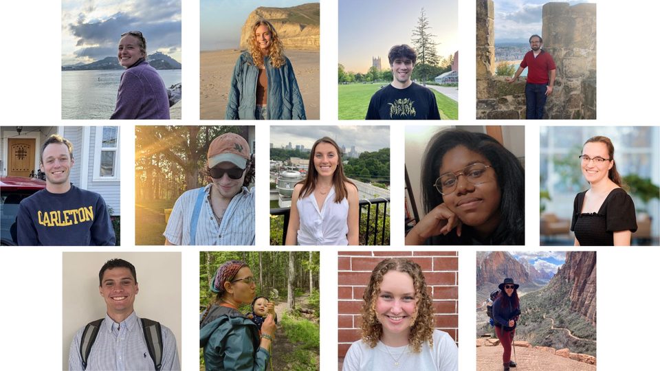 Collage of 13 photos of students.