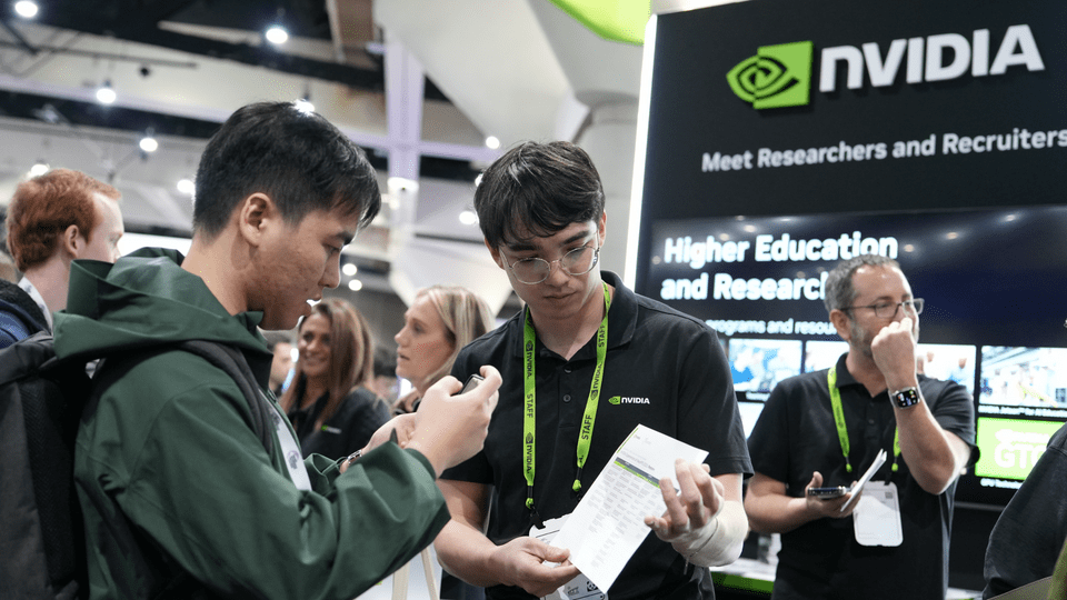 Aiden presenting information at a Computer Science conference