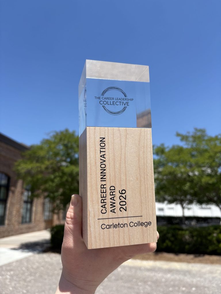 Close-up on a 2026 Career Leadership Collective award.