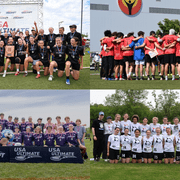 Collage of four team photos from each of Carleton's D-I and D-III Ultimate Frisbee teams.