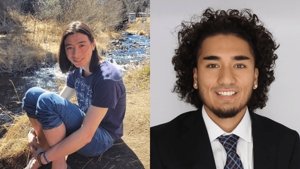 Collage of two headshots, Sam Reiter ’27 on the left and Amir Etemadi ’27 on the right.