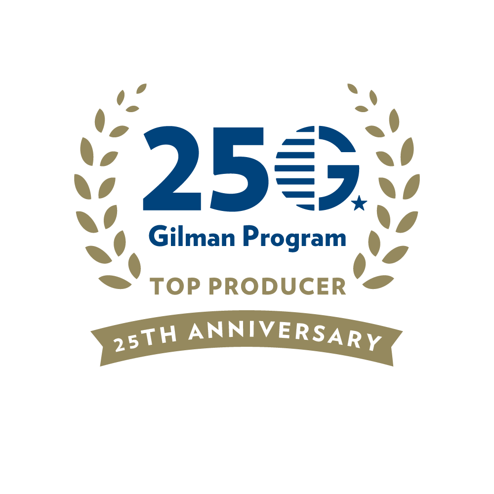 Graphic reading, "25G Gilman Program Top Producer 25th Anniversary."