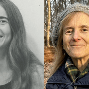 Collage of one old and one recent photo of Sara Taber.