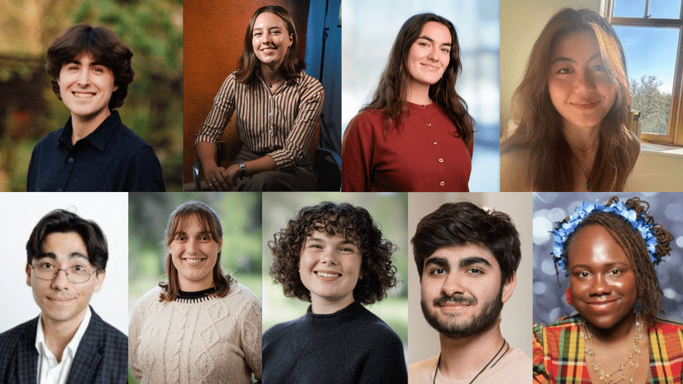 Collage of nine student headshots.