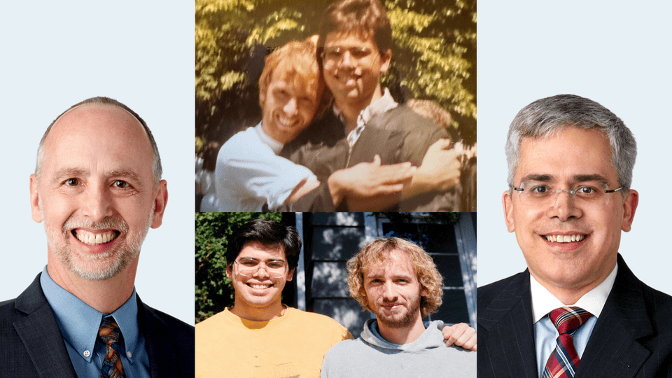 Collage of photos of David Wallace-Jackson ’87 and Dan Tysver ’86.