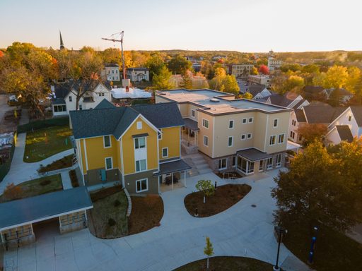 multicultural houses aerial view