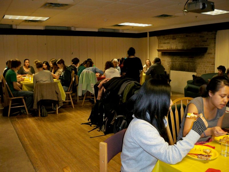 Enjoying food and good company!