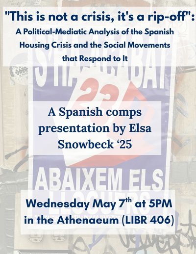 Flyer for Elsa Snowbeck's comps presentation