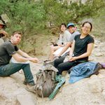 Eating a snack during a day hike.