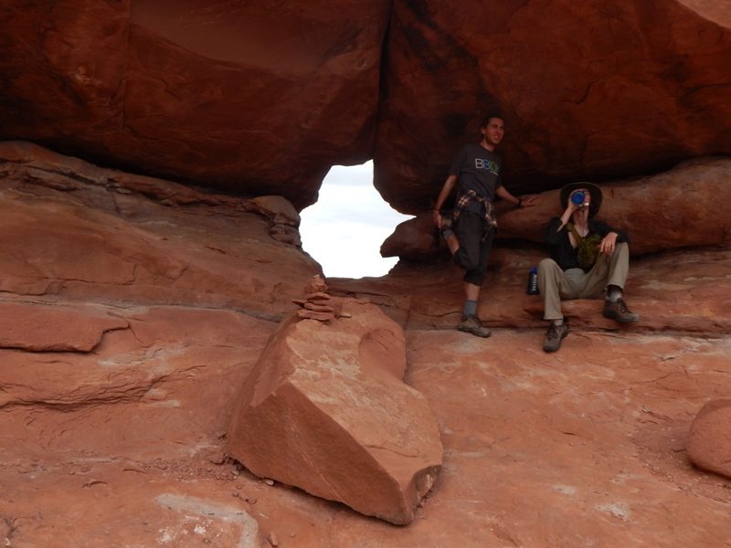 Dustin and Adam taking a lil break at Peekaboo Arch.