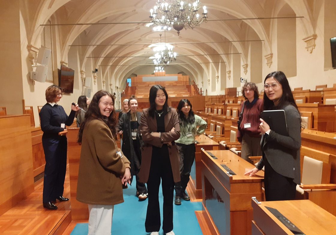 Students attend a lecture on Vietnamese-Czech women in the Czech Senate