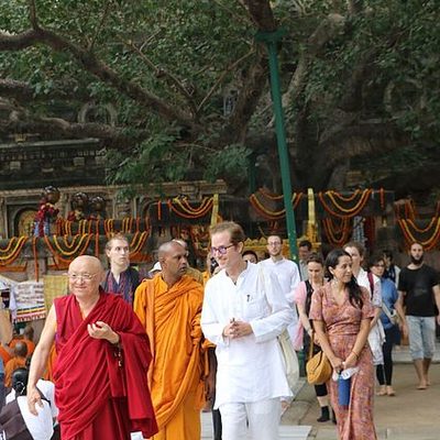 Prof. McKeown chats with monks