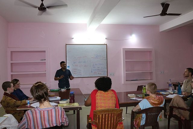 Students learn Hindi in the classroom