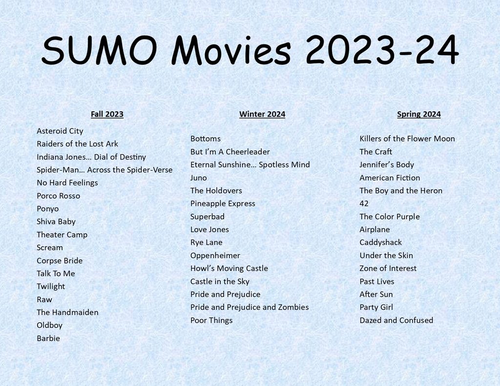 Sumo movies shown in AY 2023-2024