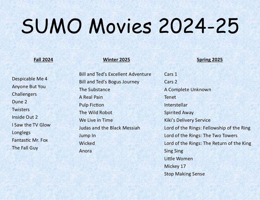 Sumo movies shown in AY 2024-2025