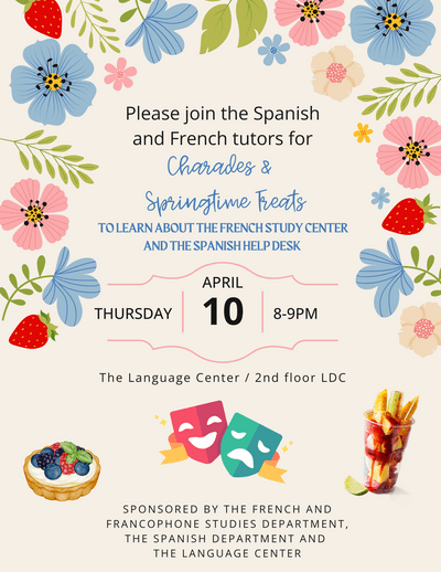 Charades and Springtime Treats flyer