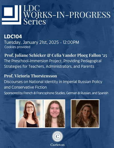 Flyer for January 21st LDC Works-In-Progress Series lectures