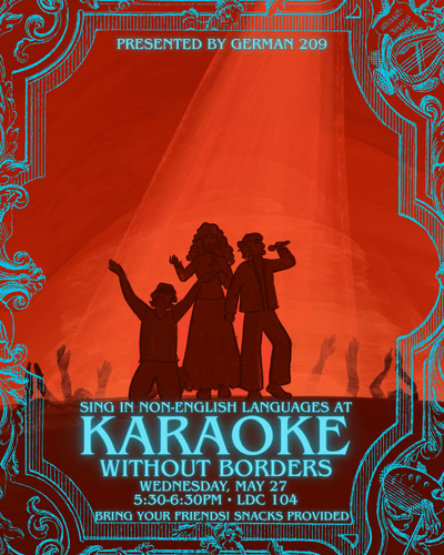 People singing, event announcement