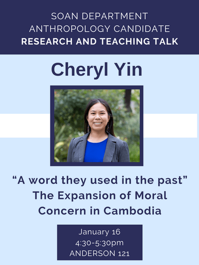 Poster for Cheryl Yin's Candidate Talk.