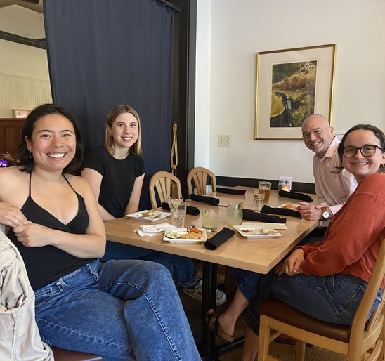 SOAN seniors and faculty enjoying food and drinks at the Ole Store for the spring '24 Senior Celebratory Mixer.